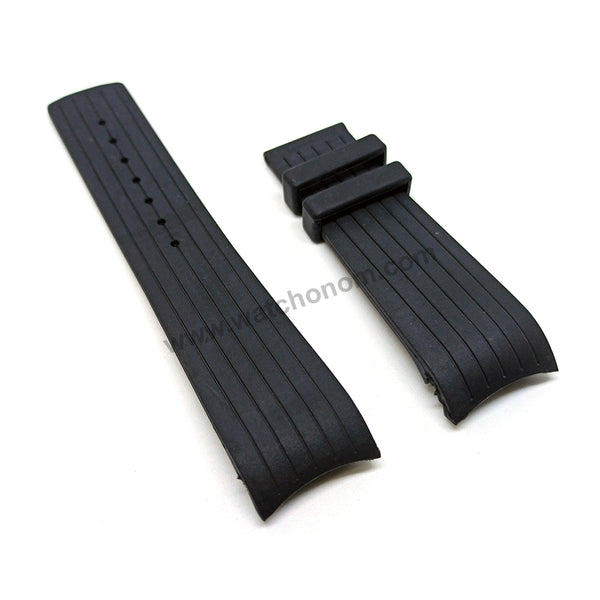 Compatible Calvin Klein CK Drive K1V27704, K1V27926, K1V27938 , K1V27102 , K1V27820 - 22mm Black Rubber Curved End Replacement Watch Band Strap