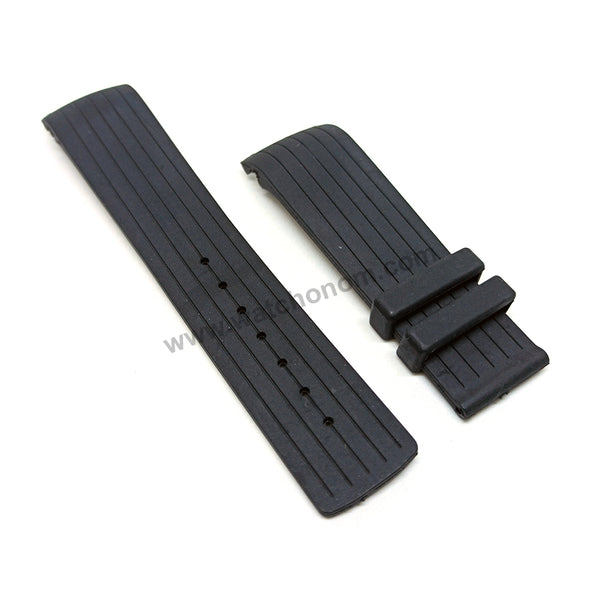 Compatible Calvin Klein CK Drive K1V27704, K1V27926, K1V27938 , K1V27102 , K1V27820 - 22mm Black Rubber Curved End Replacement Watch Band Strap