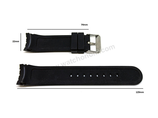 Fits/For TW Steel TW700 , TW702 , TW704 Grandeur Diver - 22mm Black Rubber Replacement Watch Band Strap Belt