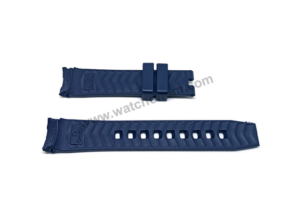 Compatible for Omega Seamaster 300m 600m - 20mm Navy Blue Rubber Curved end Replacement Watch Band Strap