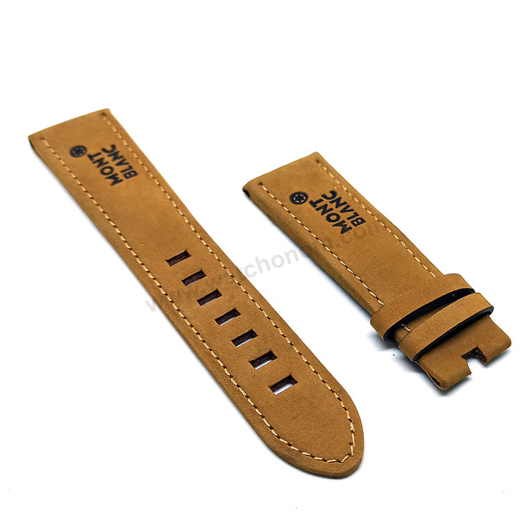 Fits/For MontBlanc FlyBack - 22mm Light Brown Tan Replacement Suede Nucuk Leather Watch Band Strap