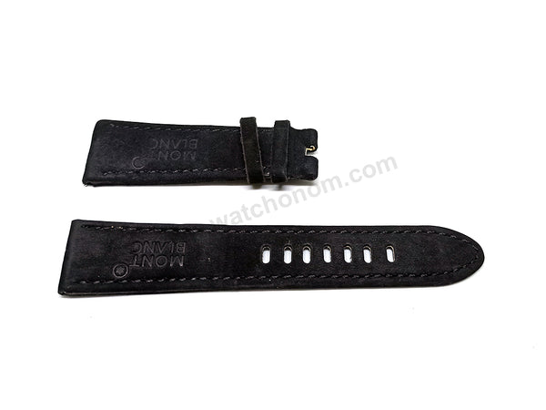 Fits/For MontBlanc FlyBack - 22mm Black Replacement Suede Nucuk Leather Watch Band Strap