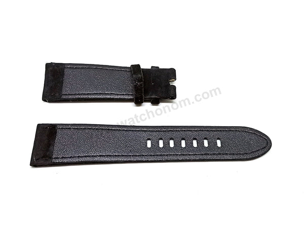 Fits/For MontBlanc FlyBack - 22mm Black Replacement Suede Nucuk Leather Watch Band Strap