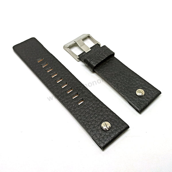 Fits/For Diesel Digital Tiptronic DZ1129 , DZ7280 - 26mm Black Genuine Leather Rivet Replacement Watch Strap Band Belt