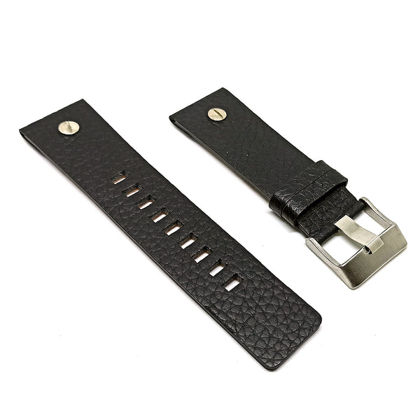 Fits/For Diesel Digital Tiptronic DZ1129 , DZ7280 - 26mm Black Genuine Leather Rivet Replacement Watch Strap Band Belt