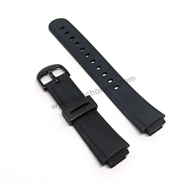 Fits/For Casio AW-30 , AW-33 , AW-34 , AW-35 , AW-43 , AW-51K , SWC-03 , EB-3008 - 15mm Black Rubber Replacement Watch Band Strap