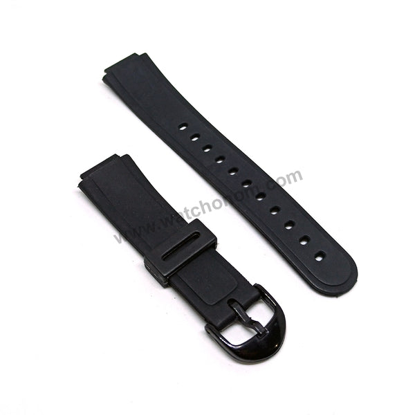 Fits/For Casio AW-30 , AW-33 , AW-34 , AW-35 , AW-43 , AW-51K , SWC-03 , EB-3008 - 15mm Black Rubber Replacement Watch Band Strap