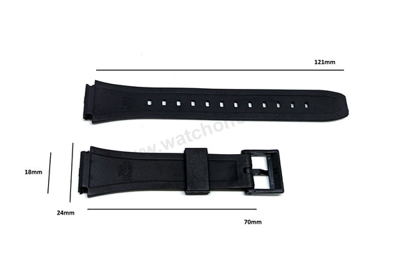 Fits/For Casio Data Bank DB-36 , DB-360 Black Rubber 18mm Replacement Watch Band Strap Belt