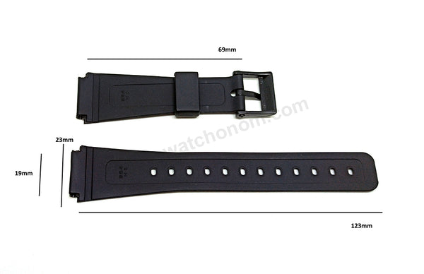 Fits/For Casio Data Bank FB-52W , FB-52WMKD , FB-52WTN , AQ-45 , AQ-46 - 19mm Black Rubber Replacement Watch Band Strap Belt