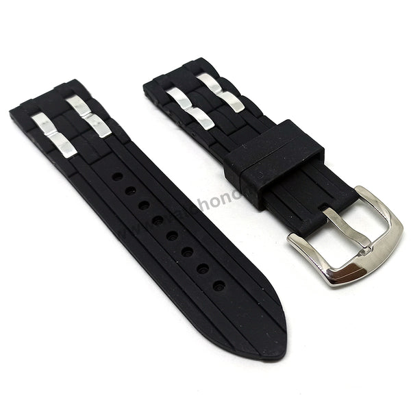 Fits/For Guess Oasis W0032G7 , W0366G1- 23.5mm Black Rubber Silicone Replacement Watch Band Strap Belt