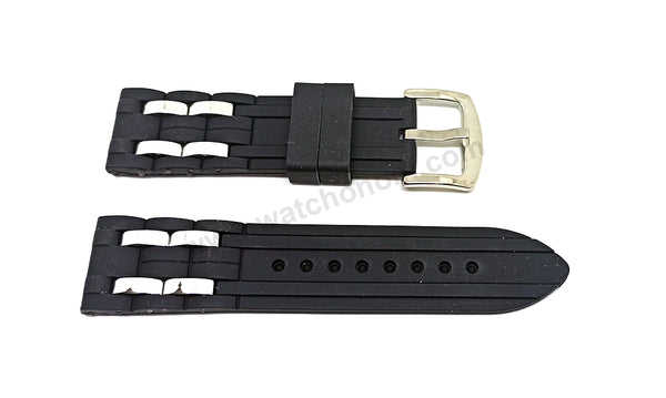 Fits/For Guess Oasis W0032G7 , W0366G1- 23.5mm Black Rubber Silicone Replacement Watch Band Strap Belt