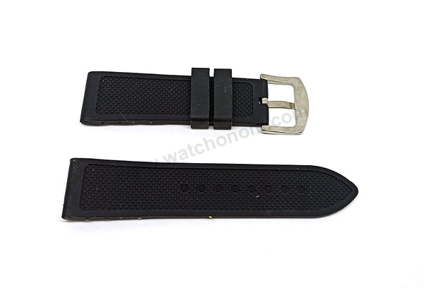 Fits/For Guess Oasis W0032G7 , W0366G1- 23.5mm Black Rubber Silicone Replacement Watch Band Strap Belt