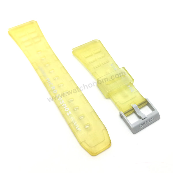 NOS Genuine Casio Micro Cosmos DBC-63MC-9T Telememo 50 - Transparent Light Green Rubber Watch Band Strap Belt - Case Bezel Set