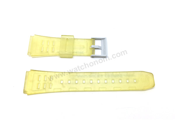 NOS Genuine Casio Micro Cosmos DBC-63MC-9T Telememo 50 - Transparent Light Green Rubber Watch Band Strap Belt - Case Bezel Set