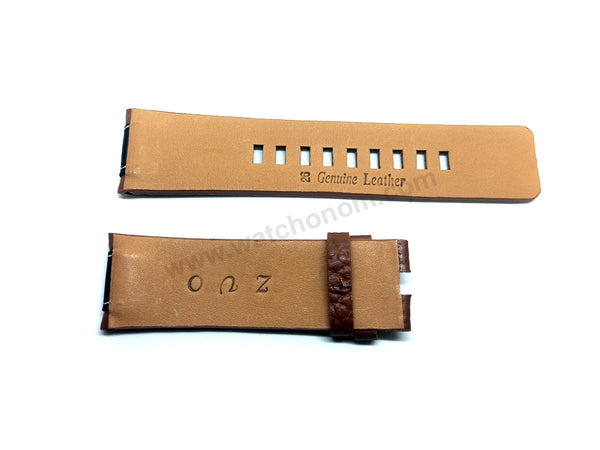 Fits/For Diesel DZ4305 Mega Chief 26mm Brown Genuine Leather Over Textile Replacement Watch Strap Band Belt