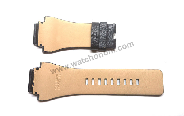 Compatible. Diesel DZ1265 , DZ1266 - 24mm Black Genuine Leather Watch Strap Band