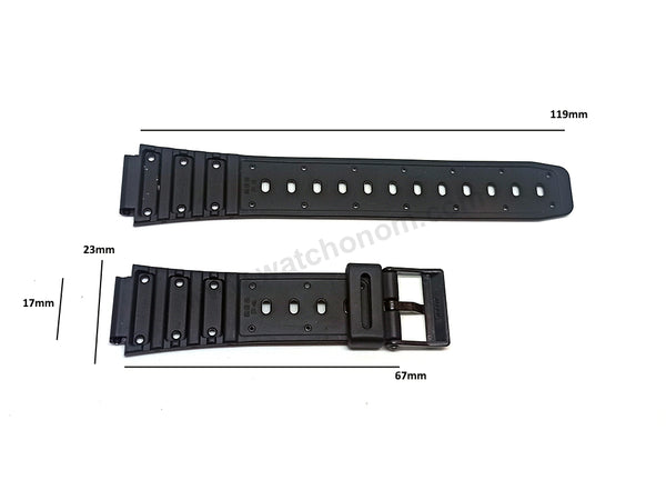 Original Casio TS-100 , SDB-500W , SDB-500WX - Watch Band Strap 17mm Black Rubber NOS