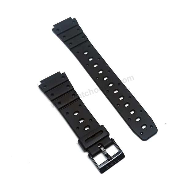 Original Casio TS-100 , SDB-500W , SDB-500WX - Watch Band Strap 17mm Black Rubber NOS