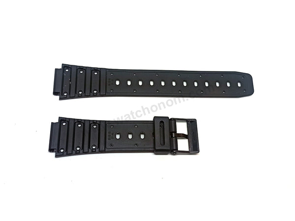 Original Casio TS-100 , SDB-500W , SDB-500WX - Watch Band Strap 17mm Black Rubber NOS