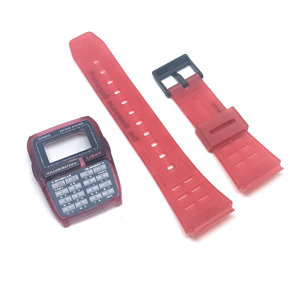 NOS Genuine Casio Dino Zone - The Dinosaur Society DBC-63 Red Rubber Watch Band Strap - Case Bezel Caja SET