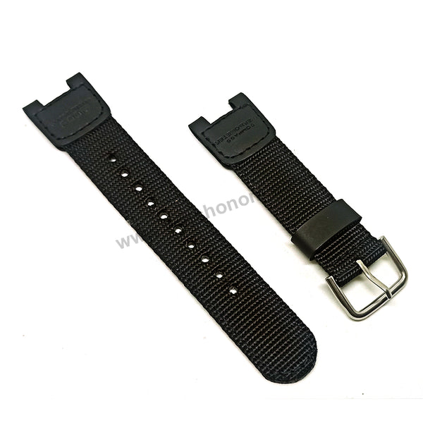 Fits/For Casio PAS-400B , PAS-410B , PRS-400B Protrek Fishing Gear -Black Nylon Textile Knit Replacement Watch Band / Strap Belt