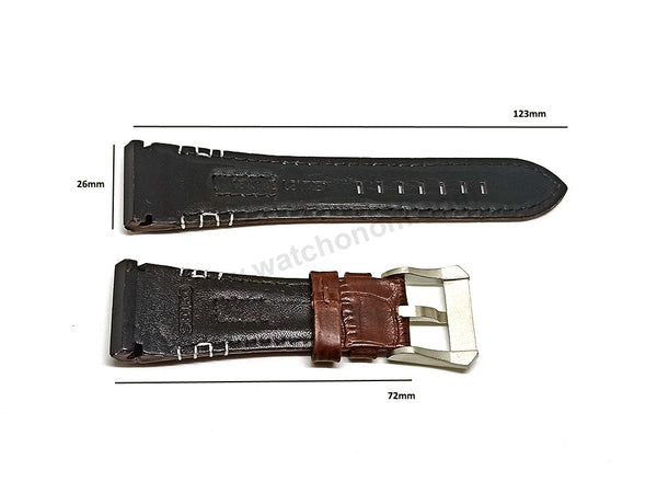 Fits/For Seiko Velatura Kinetic Direct Drive SRH011P1 , 5D44-0AE0 - 26mm Brown Leather Replacement Watch Band Strap