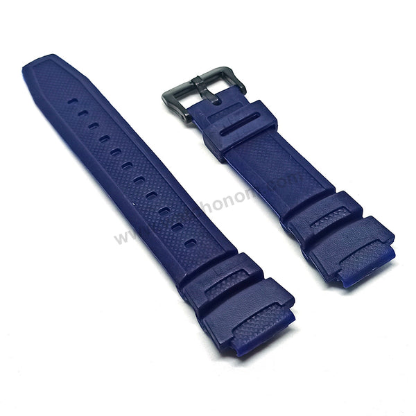 Fits/For Casio AE-1000-2AVDF - Blue Rubber Replacement Watch Band Strap Belt