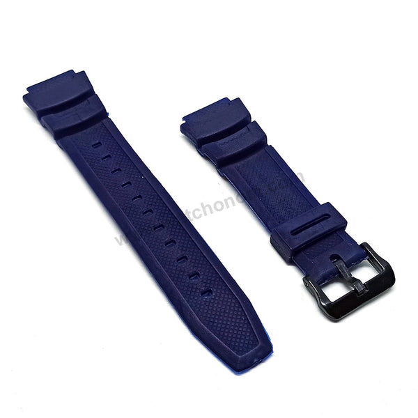 Fits/For Casio AE-1000-2AVDF - Blue Rubber Replacement Watch Band Strap Belt