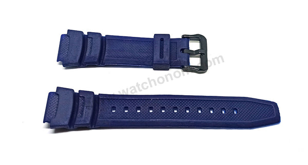 Fits/For Casio AE-1000-2AVDF - Blue Rubber Replacement Watch Band Strap Belt