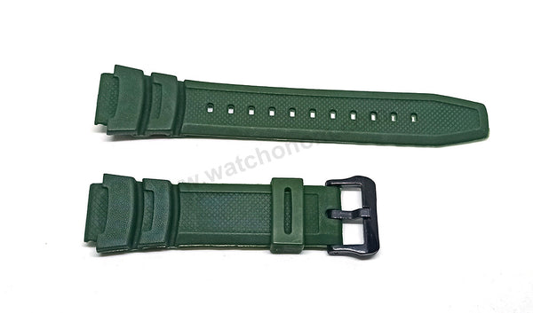 Fits/For Casio AE-1000-3AVDF - Green Rubber Replacement Watch Band Strap Belt