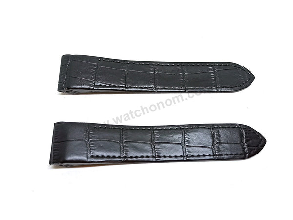 23mm Black Genuine Leather Replacement Watch Strap Band Fits with Cartier Santos