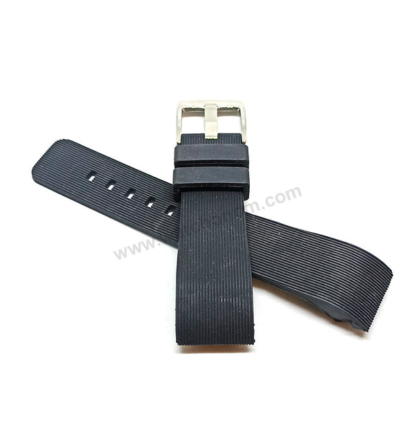 20mm Black Rubber / Silicone Replacement Watch Strap Band Fits with Cartier Santos