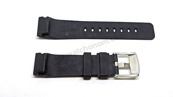 20mm Black Rubber / Silicone Replacement Watch Strap Band Fits with Cartier Santos