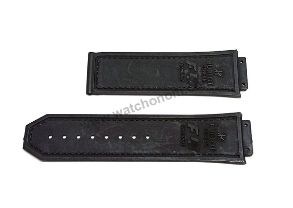 19mm Black Rubber Red Stitch Replacement Watch Band Strap Compatible Hublot King Power F1 Formula 48mm