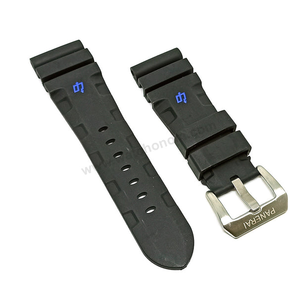Fits/For Officine Panerai - Luminor Submersible 1950 Flyback PAM614 , PAM615 - 26mm Black Rubber Replacement Watch Band Strap