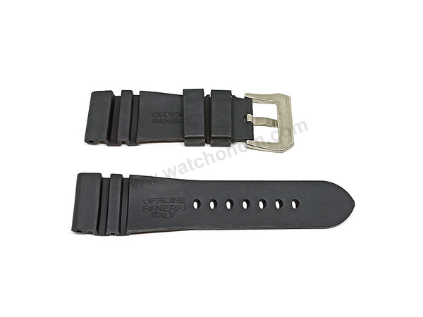 Fits/For Officine Panerai - Luminor Submersible 1950 Flyback PAM614 , PAM615 - 26mm Black Rubber Replacement Watch Band Strap
