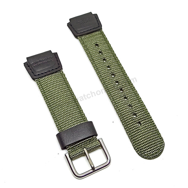 Fits/For Casio SGW-300HB-3AV Outgear - Army Green Nylon Textile Knit Replacement Watch Band / Strap Belt