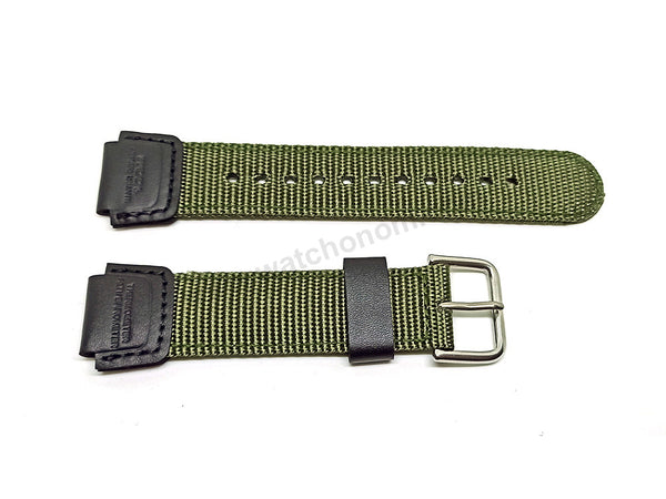 Fits/For Casio SGW-300HB-3AV Outgear - Army Green Nylon Textile Knit Replacement Watch Band / Strap Belt