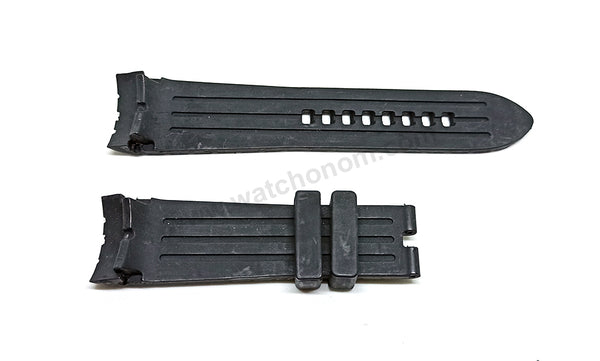 Fits/For Graham Silverstone - 24mm Black Rubber Replacement Tire Pattern Curved end Watch Band Strap Belt