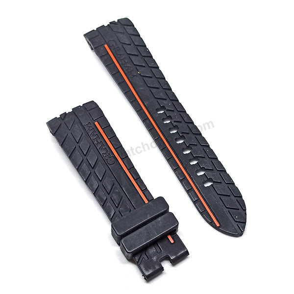 Fits/For Graham Silverstone - 24mm Black Rubber Replacement Tire Pattern Curved end Watch Band Strap Belt