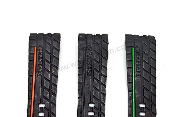 Fits/For Graham Silverstone - 24mm Black Rubber Replacement Tire Pattern Curved end Watch Band Strap Belt