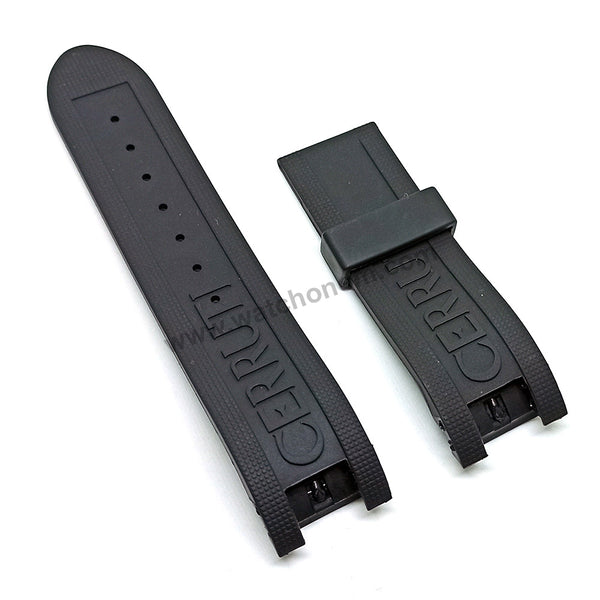 Fits/For Cerruti 1881 CRA061E222C , CRA051C224H - 24mm Black Rubber/Silicone Replacement Watch Strap Band