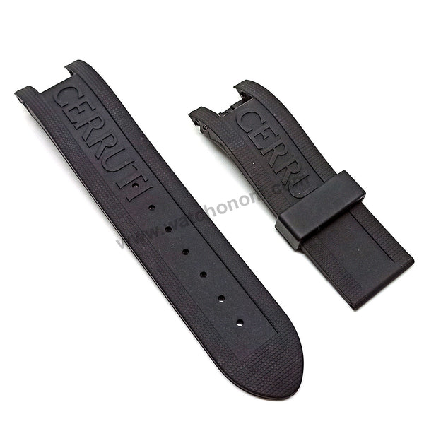 Fits/For Cerruti 1881 CRA061E222C , CRA051C224H - 24mm Black Rubber/Silicone Replacement Watch Strap Band