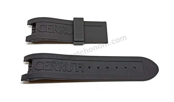 Fits/For Cerruti 1881 CRA061E222C , CRA051C224H - 24mm Black Rubber/Silicone Replacement Watch Strap Band