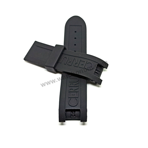 Fits/For Cerruti 1881 CRA061E222C , CRA051C224H - 24mm Black Rubber/Silicone Replacement Watch Strap Band