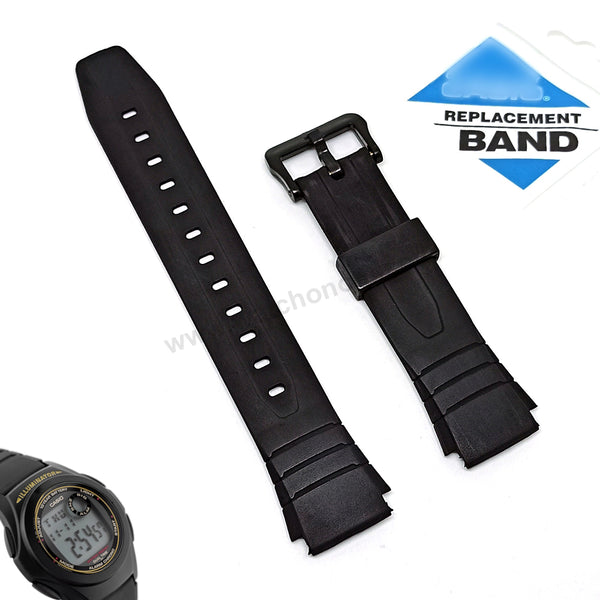 Fits/For Casio F-200 , F-200W - 18mm Black Rubber Silicone Watch Band Strap Belt