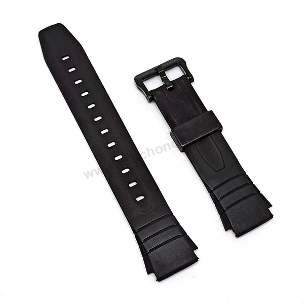 Fits/For Casio F-200 , F-200W - 18mm Black Rubber Silicone Watch Band Strap Belt