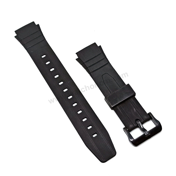 Fits/For Casio F-200 , F-200W - 18mm Black Rubber Silicone Watch Band Strap Belt