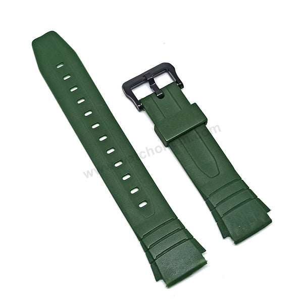 Fits/For Casio F-200 , F-200W - 18mm Green Rubber Silicone Watch Band Strap Belt
