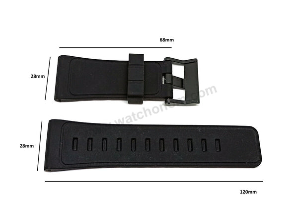 Fits/For Diesel DZ1241 - Soft Silicone Black Silicone/Rubber Replacement Watch Band Strap